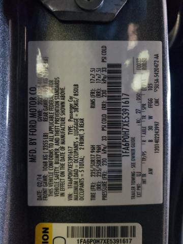 1FA6P0H7XE5391617 | 2014 FORD FUSION SE