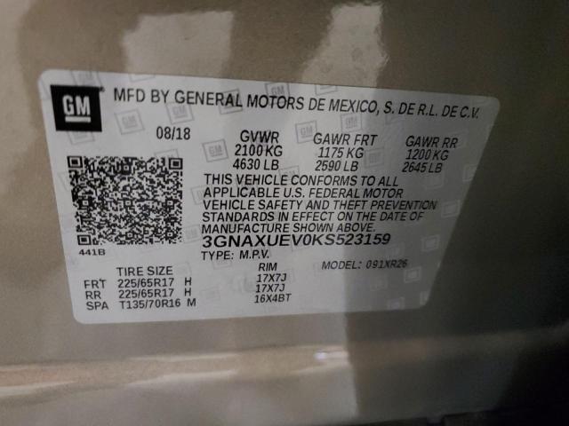 3GNAXUEV0KS523159 | 2019 CHEVROLET EQUINOX LT