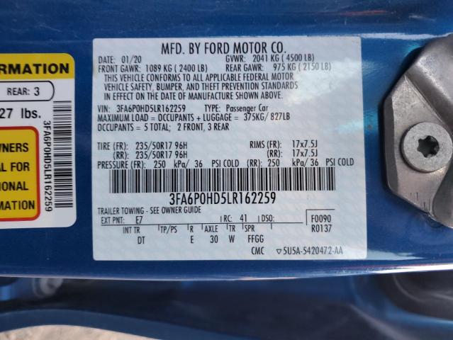 3FA6P0HD5LR162259 2020 FORD FUSION - Image 12