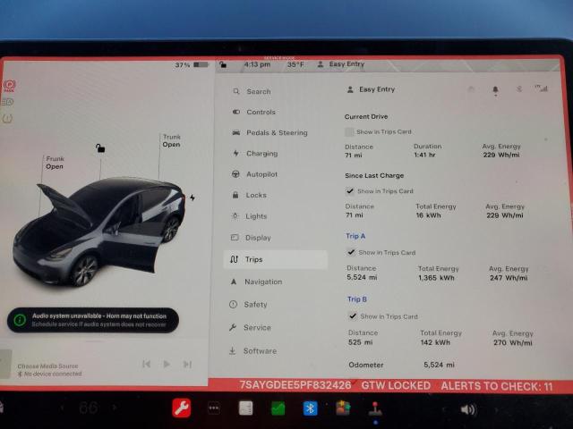 7SAYGDEE5PF832426 | 2023 TESLA MODEL Y