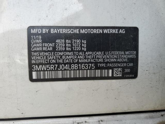 3MW5R7J04L8B16375 | 2020 BMW 330xi