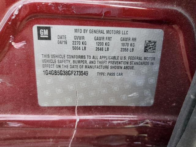 2016 BUICK LACROSSE - 1G4GB5G38GF273549