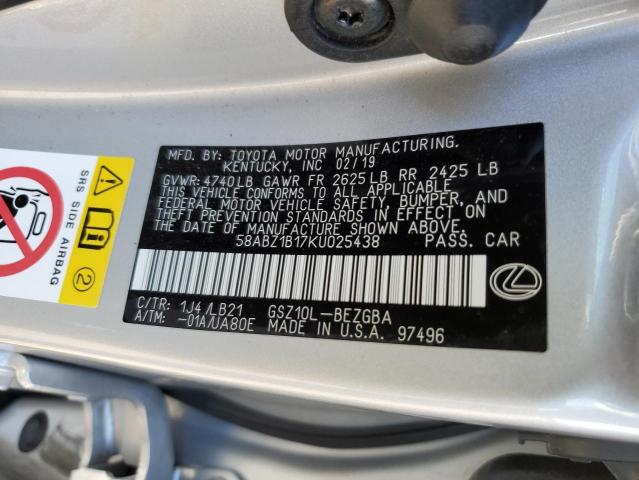 VIN 58ABZ1B17KU025438 2019 Lexus ES, 350 no.12