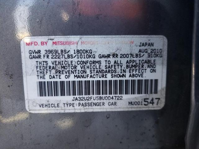 2011 Mitsubishi Lancer Es/Es Sport VIN: JA32U2FU5BU004722 Lot: 75252203