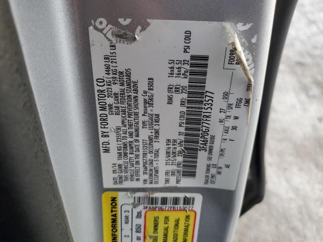 3FA6P0G77FR153577 | 2015 FORD FUSION S