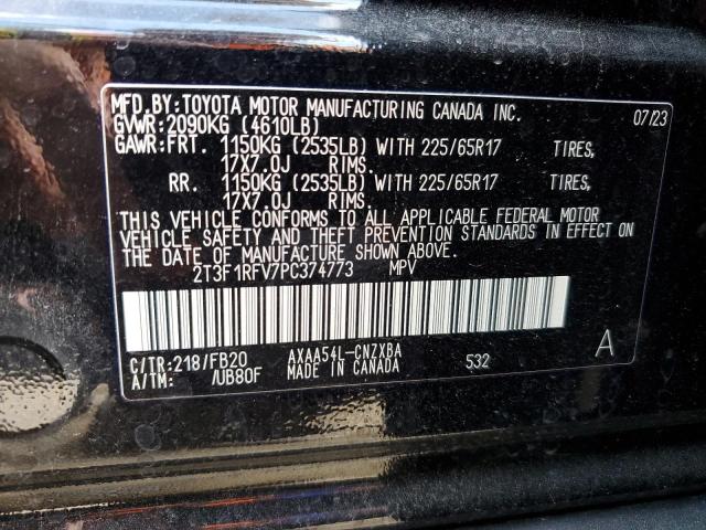2T3F1RFV7PC374773 Toyota RAV4 LE