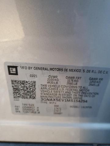 3GNAXSEV1MS154254 | 2021 CHEVROLET EQUINOX LS