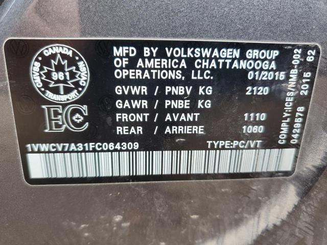 2015 VOLKSWAGEN PASSAT SEL - 1VWCV7A31FC064309