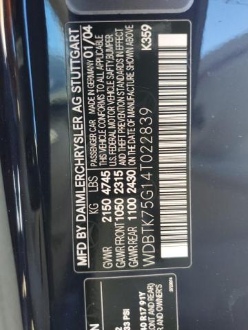 2004 Mercedes-Benz Clk 500 VIN: WDBTK75G14T022839 Lot: 78463113