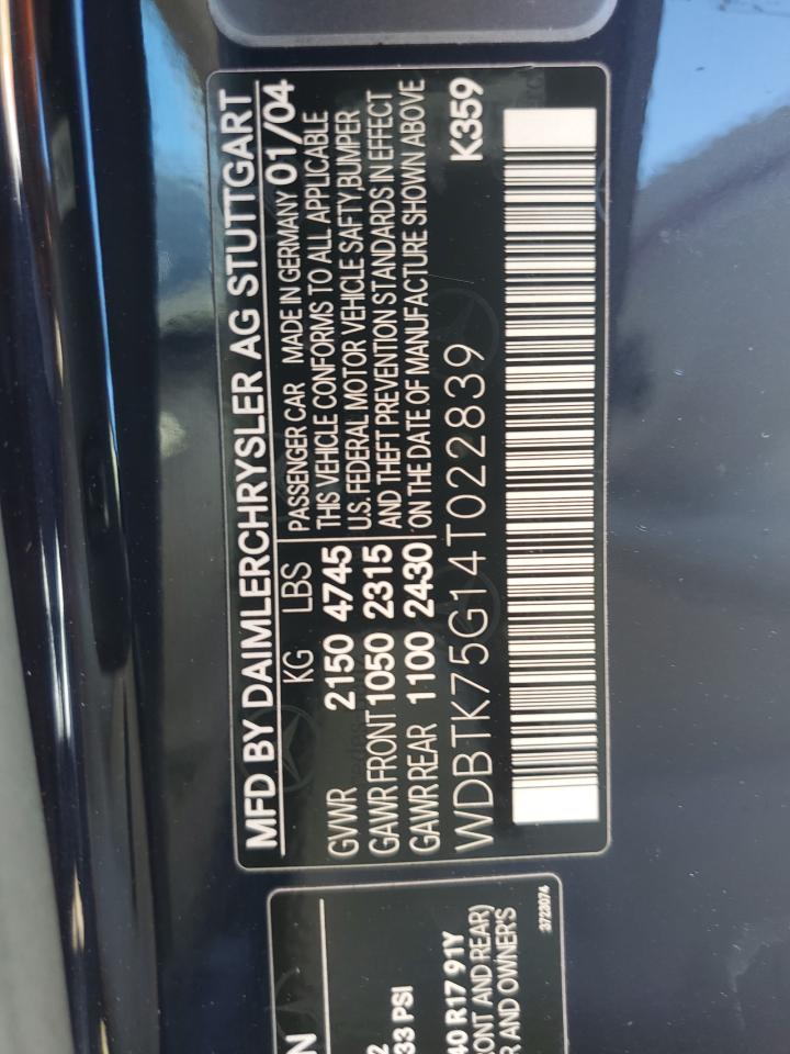 WDBTK75G14T022839 2004 Mercedes-Benz Clk 500