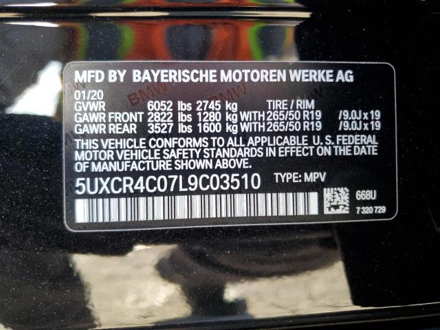 5UXCR4C07L9C03510 | 2020 BMW X5 SDRIVE