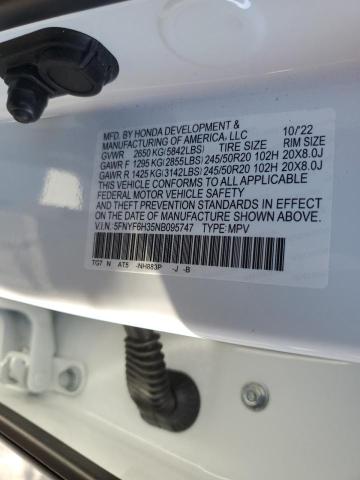 2022 HONDA PILOT SPOR - 5FNYF6H35NB095747