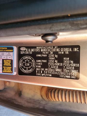 5XYKUDA22BG110582 2011 Kia Sorento Ex