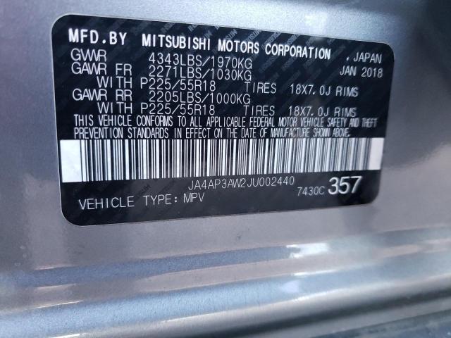 2018 MITSUBISHI OUTLANDER - JA4AP3AW2JU002440