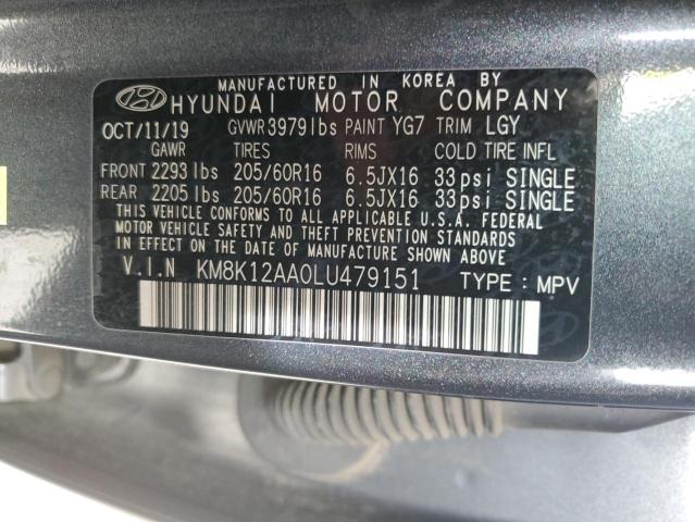 2020 Hyundai Kona Se VIN: KM8K12AA0LU479151 Lot: 75340383