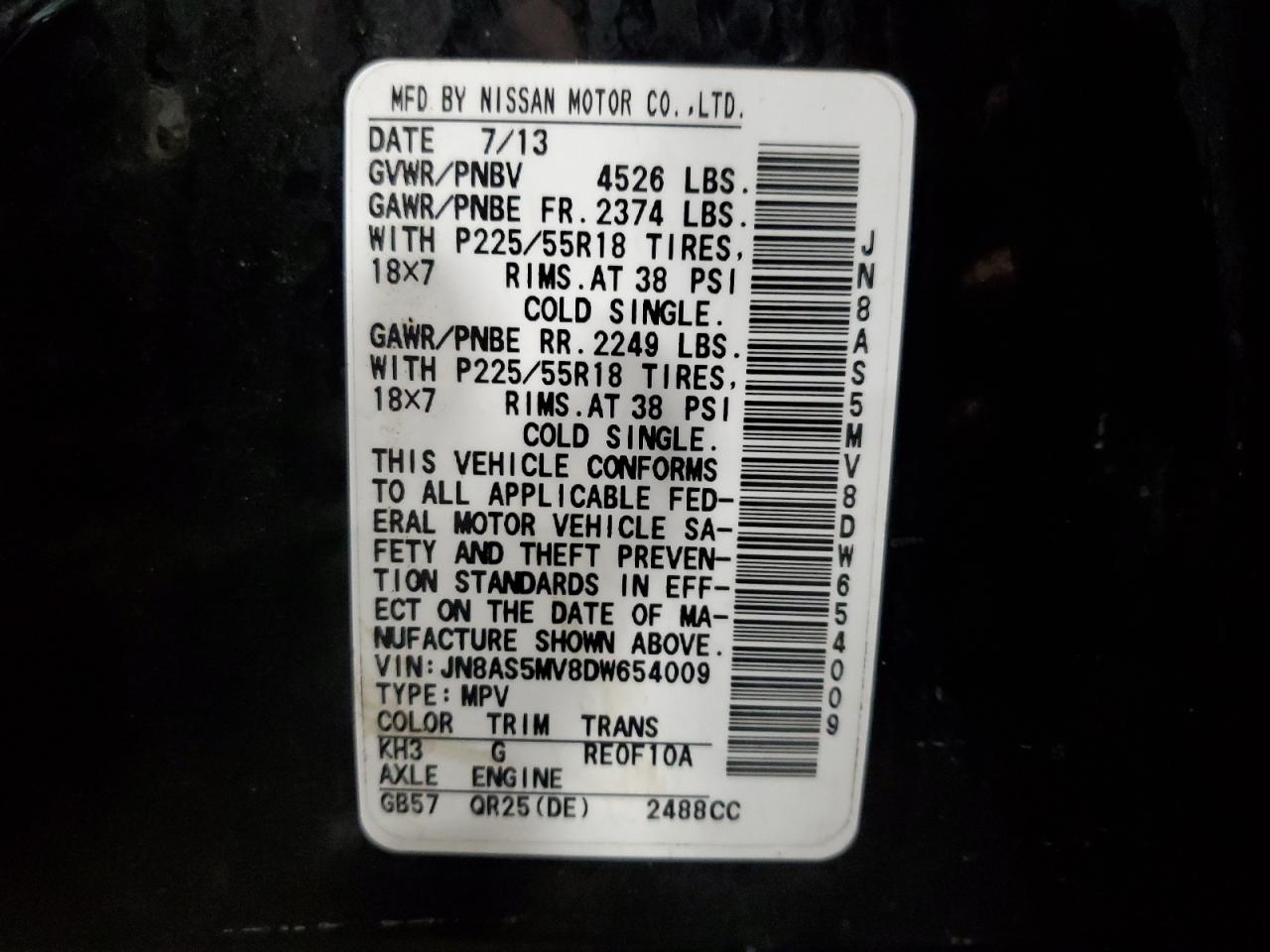 JN8AS5MV8DW654009 2013 Nissan Rogue S JN8AS5MV8DW654009 2013 Nissan Rogue S