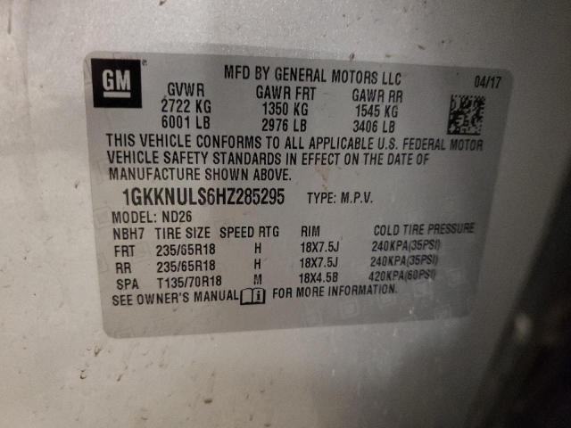 1GKKNULS6HZ285295 | 2017 GMC ACADIA SLT