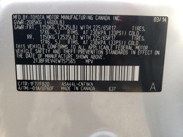 2T3BFREV4EW157565 Toyota RAV4 LE