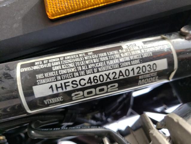 2002 HONDA VTX1800 C 1HFSC460X2A012030