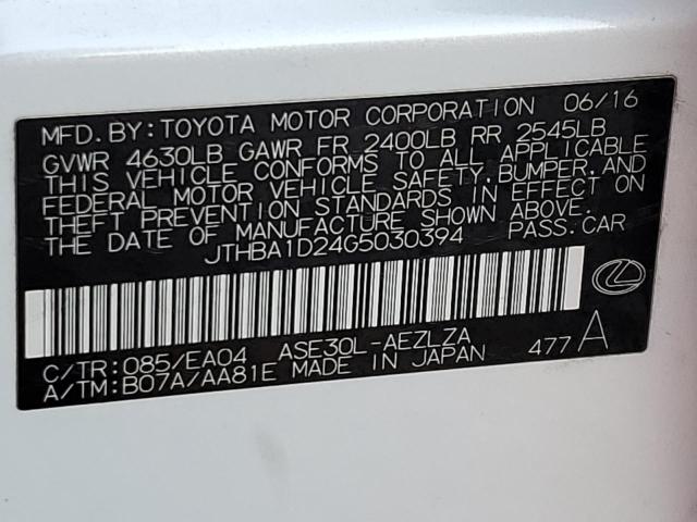 2016 LEXUS IS 200T - JTHBA1D24G5030394