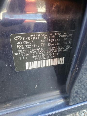 KMHDU46D67U244726 | 2007 Hyundai elantra gls