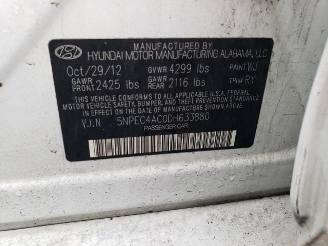 2013 Hyundai Sonata Se VIN: 5NPEC4AC0DH633880 Lot: 77496293