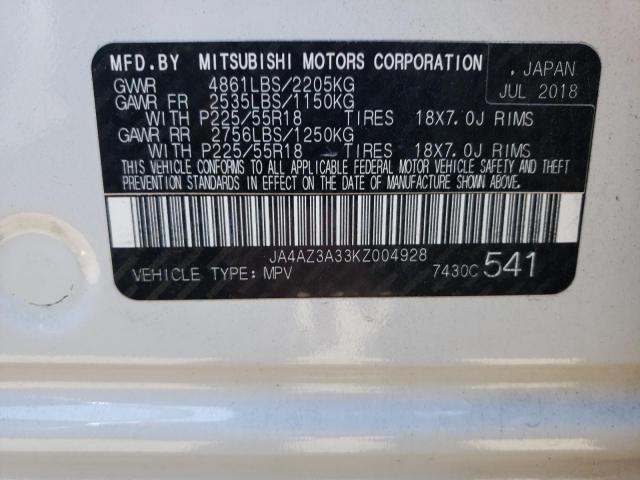 2019 MITSUBISHI OUTLANDER - JA4AZ3A33KZ004928