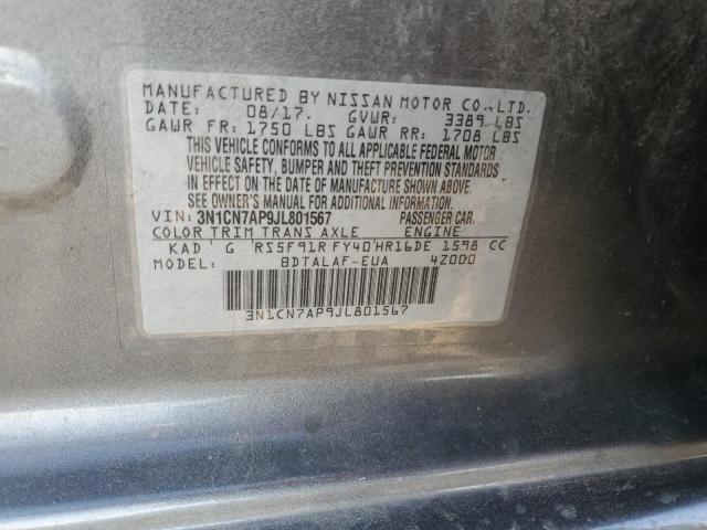 3N1CN7AP9JL801567 | 2018 NISSAN VERSA S