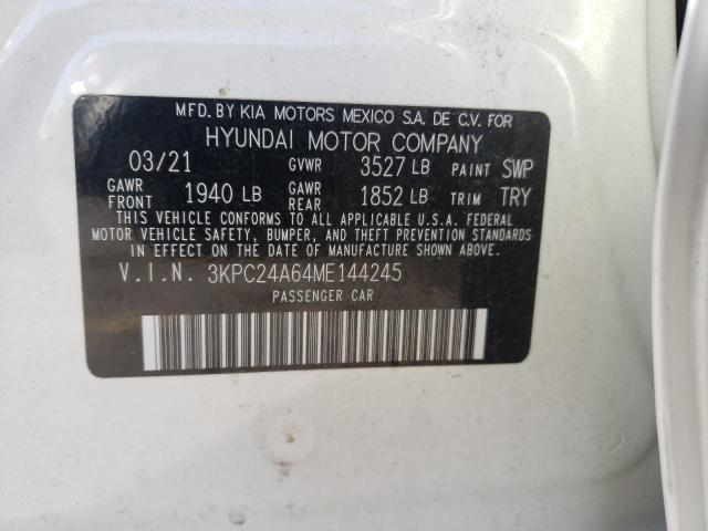 2021 Hyundai Accent Se VIN: 3KPC24A64ME144245 Lot: 75152033