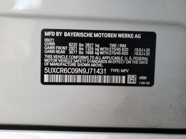 5UXCR6C09N9J71431 | 2022 BMW X5 XDRIVE4