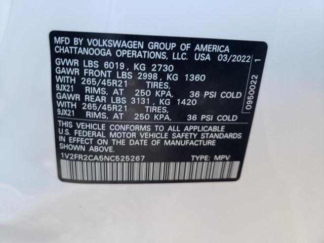 1V2FR2CA5NC525267 | 2022 VOLKSWAGEN ATLAS SEL