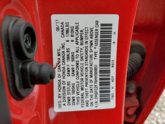 2017 HONDA CIVIC EX - 2HGFC2F76HH569851