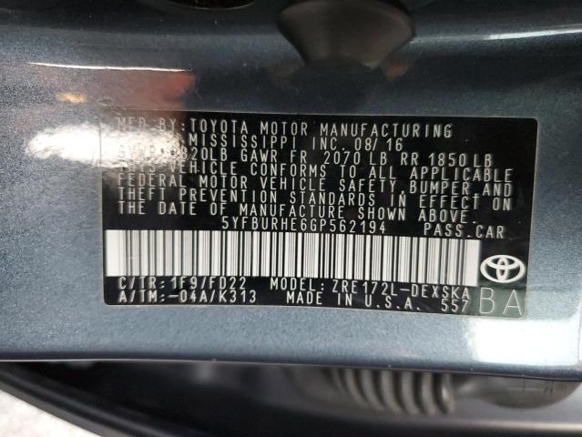 2016 TOYOTA COROLLA L - 5YFBURHE6GP562194