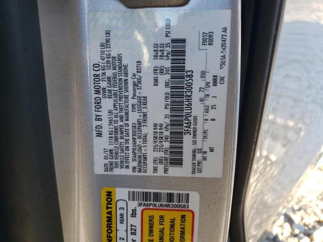 2017 FORD FUSION SE - 3FA6P0LU6HR300583