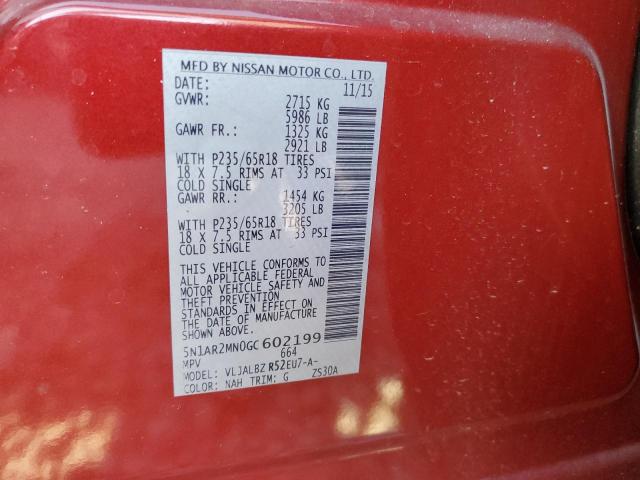 5N1AR2MN0GC602199 Nissan Pathfinder S
