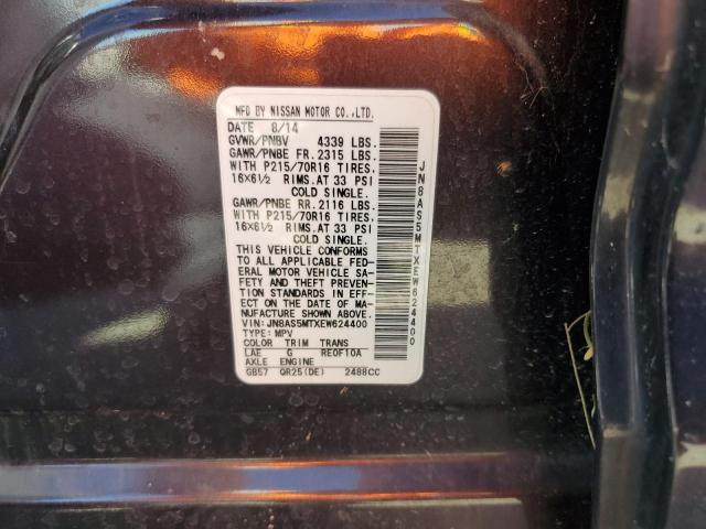 JN8AS5MTXEW624400 Nissan Rogue Select S
