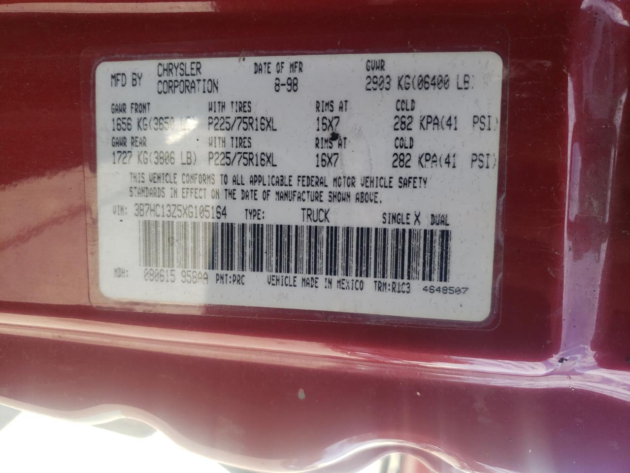 3B7HC13Z5XG105164 1999 Dodge Ram 1500