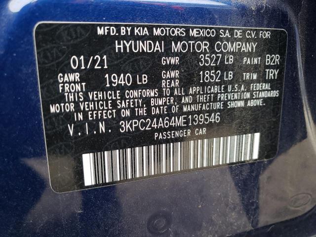 3KPC24A64ME139546 | 2021 HYUNDAI ACCENT SE