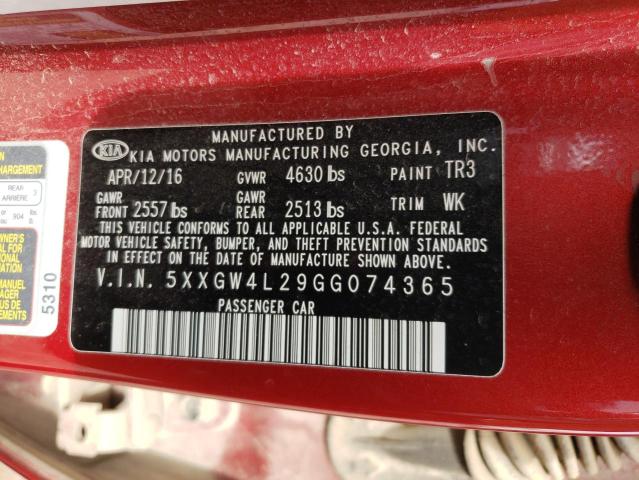 5XXGW4L29GG074365 KIA OPTIMA SX
