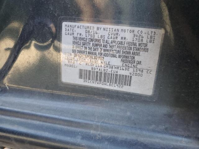 2017 Nissan Versa S VIN: 3N1CN7AP0HL801922 Lot: 75532443