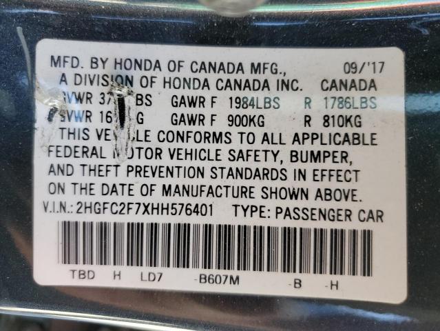 2017 HONDA CIVIC EX - 2HGFC2F7XHH576401