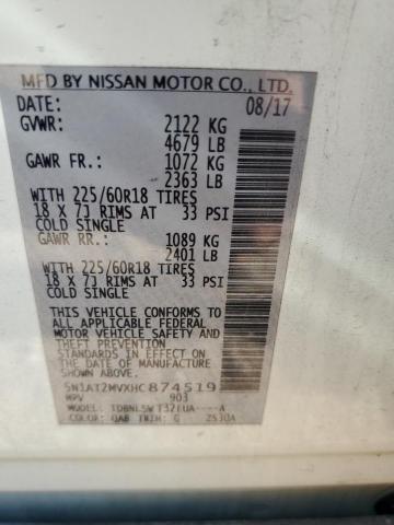2017 NISSAN ROGUE SV - 5N1AT2MVXHC874519