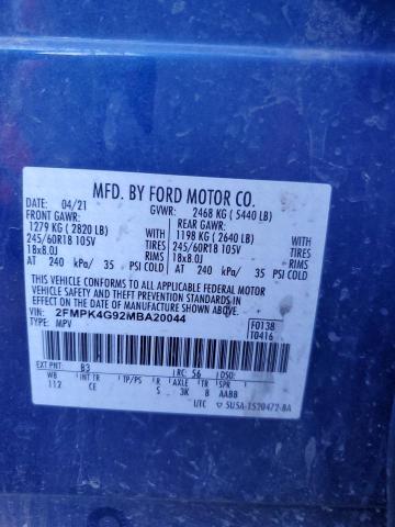 2FMPK4G92MBA20044 | 2021 FORD EDGE SE