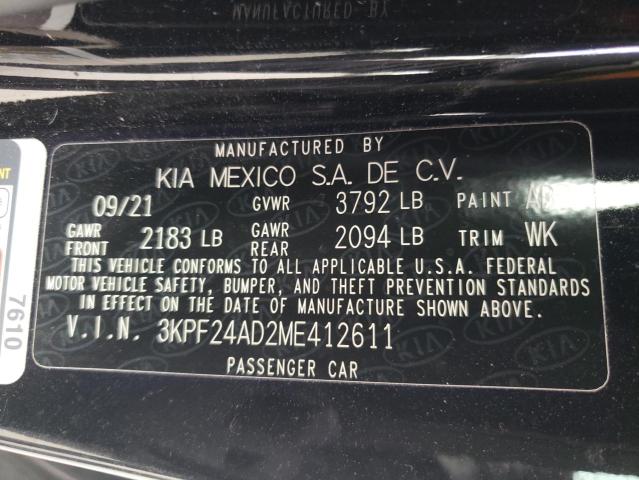 3KPF24AD2ME412611 | 2021 KIA FORTE FE