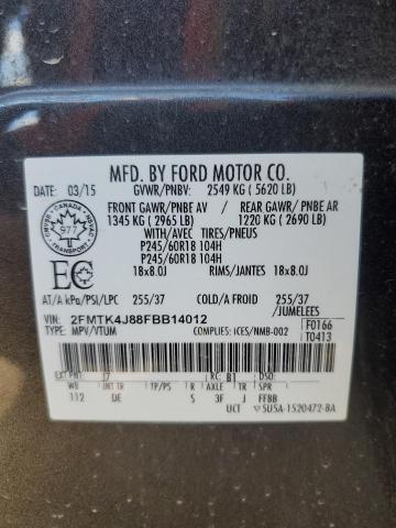 2FMTK4J88FBB14012 | 2015 FORD EDGE SEL