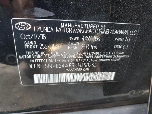 5NPE24AF3KH750265 | 2019 Hyundai sonata se