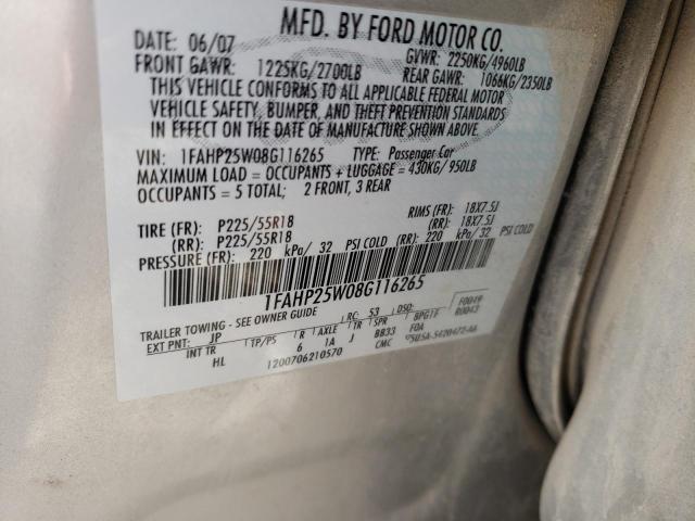 1FAHP25W08G116265 2008 Ford Taurus Limited