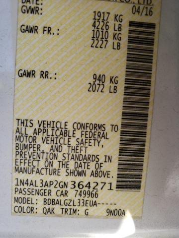 2016 NISSAN ALTIMA 2.5 - 1N4AL3AP2GN364271