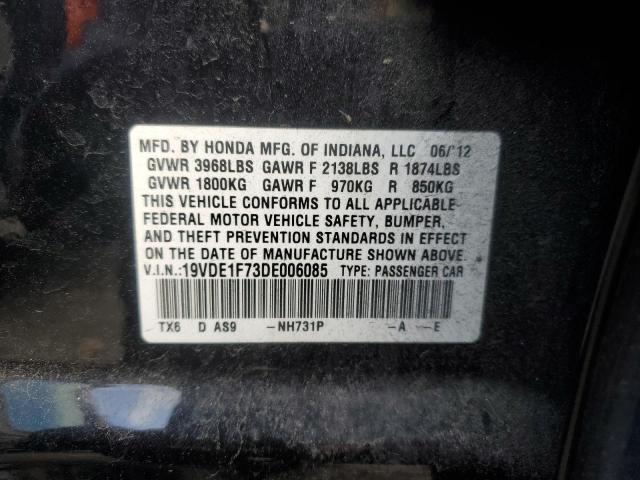 19VDE1F73DE006085 Auction: COPART Lot: 75385303 Location: WA - NORTH SEATTLE 19VDE1F73DE006085 ACURA ILX 2013 BLACK Photo 13