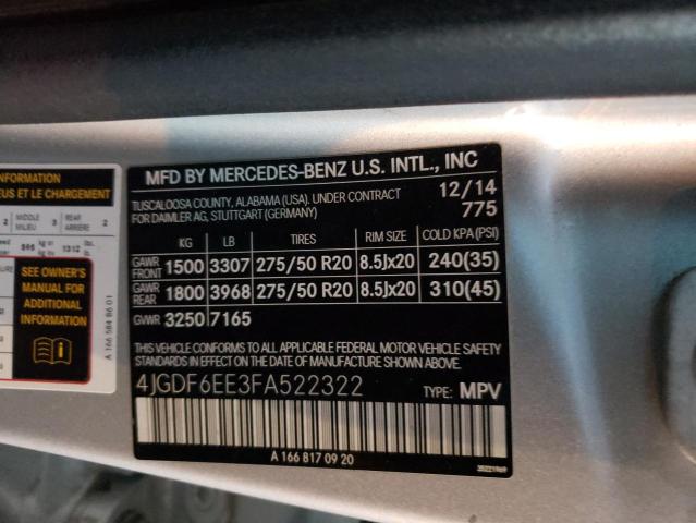 Lot #2207710281 2015 MERCEDES-BENZ GL 450 4MA salvage car